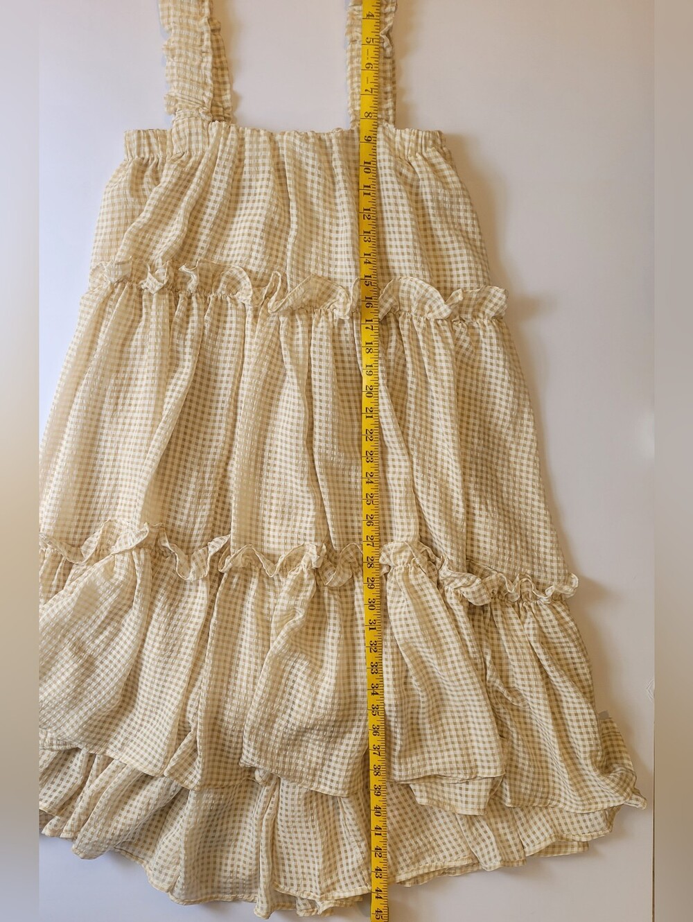 Mable Yellow Gingham Tiered Ruffle Midi Dress Medium/Large Excellent Condition - Picture 7 of 9